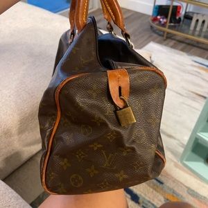 Brown duffle bag